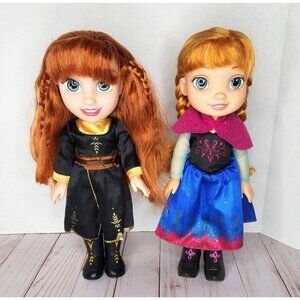 Disney Anna Frozen 1 & II Doll Jakks Pacific Princess Set of 2 w/ Clothes Boots